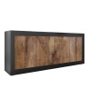 Buffet séjour cuisine 4 portes noir mat bois industriel Altea NP Offre
