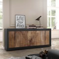 Buffet séjour cuisine 4 portes noir mat bois industriel Altea NP Promotion