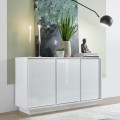 Buffet séjour cuisine 3 portes 138cm blanc brillant Dimas Ice Promotion