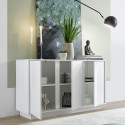 Buffet séjour cuisine 3 portes 138cm blanc brillant Dimas Ice Catalogue