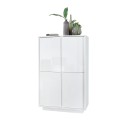 Buffet haut moderne 4 portes blanc laqué brillant h145cm Joyce Ice Remises