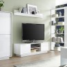 Meuble TV moderne blanc laqué 138cm 2 portes Dener Ice Remises