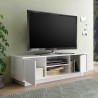 Meuble TV moderne blanc laqué 138cm 2 portes Dener Ice Réductions