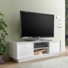 Meuble TV moderne blanc laqué 138cm 2 portes Dener Ice Promotion