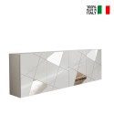 Buffet salon 4 portes 241cm blanc brillant miroir Vittoria WH L Vente