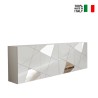 Buffet salon 4 portes 241cm blanc brillant miroir Vittoria WH L Vente
