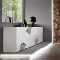 Buffet salon 4 portes 241cm blanc brillant miroir Vittoria WH L Choix