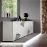 Buffet salon 4 portes 241cm blanc brillant miroir Vittoria WH L Choix