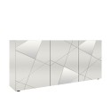 Buffet moderne blanc brillant 181 cm 3 portes miroirs Vittoria WH S Offre