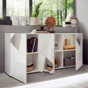 Buffet moderne blanc brillant 181 cm 3 portes miroirs Vittoria WH S Remises