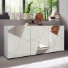 Buffet moderne blanc brillant 181 cm 3 portes miroirs Vittoria WH S Promotion