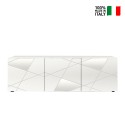Meuble TV bas blanc brillant 3 portes 181 cm Brema WH Vittoria Vente