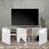 Meuble TV bas blanc brillant 3 portes 181 cm Brema WH Vittoria Réductions