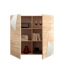 Buffet haut en bois de chêne à 2 portes miroir 121cm Vittoria Glam RS Réductions