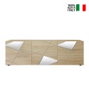 Meuble TV mobile 3 portes chêne design géométrique Brema RS Vittoria Vente