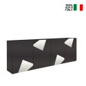 Buffet moderne 4 portes gris brillant avec miroirs Vittoria GR L Vente