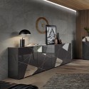 Buffet moderne 4 portes gris brillant avec miroirs Vittoria GR L Catalogue
