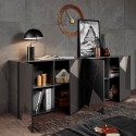 Buffet moderne 4 portes gris brillant avec miroirs Vittoria GR L Choix