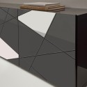 Buffet moderne 4 portes gris brillant avec miroirs Vittoria GR L Réductions