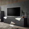 Meuble TV 3 portes design moderne gris brillant Brema GR Vittoria Promotion