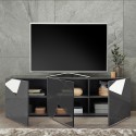 Meuble TV mobile 3 portes de design moderne gris brillant Brema GR Vittoria Choix