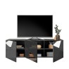 Meuble TV 3 portes design moderne gris brillant Brema GR Vittoria Remises