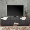 Meuble TV mobile 3 portes de design moderne gris brillant Brema GR Vittoria Réductions