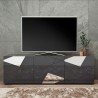 Meuble TV 3 portes design moderne gris brillant Brema GR Vittoria Réductions
