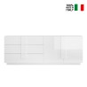 Buffet moderne 2 portes 3 tiroirs blanc brillant Jupiter WH L1 Vente