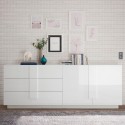 Buffet moderne 2 portes 3 tiroirs blanc brillant Jupiter WH L1 Promotion