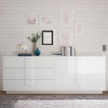Buffet moderne 2 portes 3 tiroirs blanc brillant Jupiter WH L1 Promotion