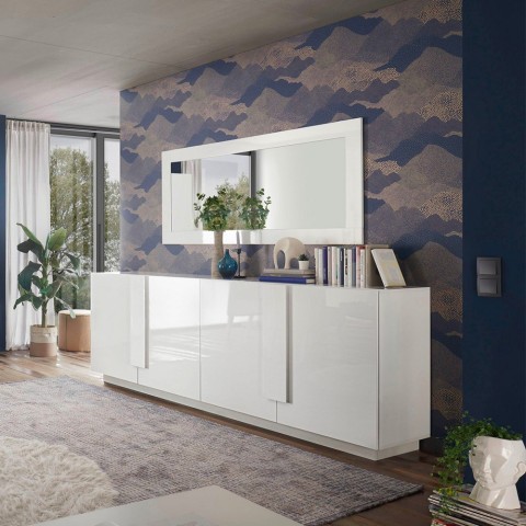 Buffet de séjour 241cm blanc brillant 4 portes Jupiter WH L2 Promotion