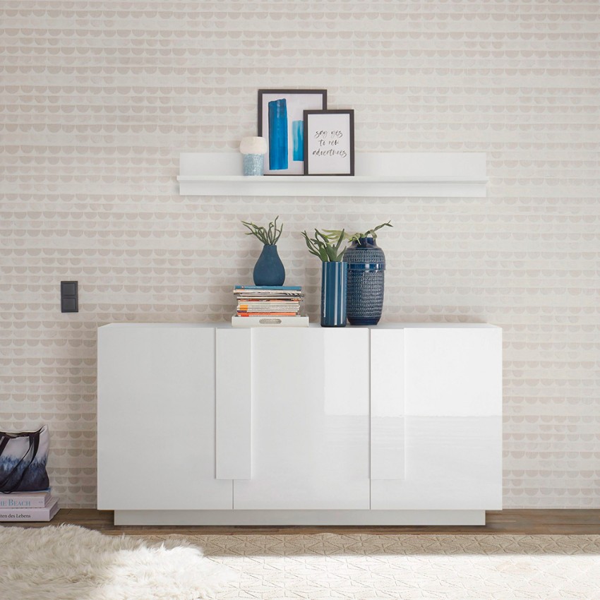 Buffet moderne 3 portes blanc brillant 182cm WH M2 Promotion Buffet moderne 3 portes blanc brillant 182cm WH M2 Promotion
