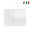Buffet bahut cuisine séjour blanc brillant 2 portes 120 cm Jupiter WH S Vente