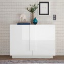 Buffet bahut cuisine séjour blanc brillant 2 portes 120 cm Jupiter WH S Promotion