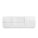 Meuble TV design blanc brillant 1 porte 2 tiroirs Jupiter WH T1 Offre
