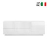 Meuble TV design blanc brillant 1 porte 2 tiroirs Jupiter WH T1 Vente