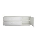 Meuble TV design blanc brillant 1 porte 2 tiroirs Jupiter WH T1 Remises