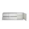 Meuble TV design blanc brillant 1 porte 2 tiroirs Jupiter WH T1 Remises
