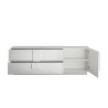 Meuble TV mobile design blanc brillant 1 porte 2 tiroirs Jupiter WH T1 Remises