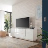 Meuble TV mobile design blanc brillant 1 porte 2 tiroirs Jupiter WH T1 Réductions
