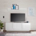 Meuble TV 3 portes blanc brillant moderne Jupiter WH T2 Réductions