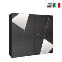 Buffet moderne gris brillant 2 portes miroir Vittoria Glam GR Vente