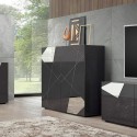 Buffet moderne gris brillant 2 portes miroir Vittoria Glam GR Réductions