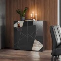 Buffet moderne gris brillant 2 portes miroir Vittoria Glam GR Promotion