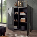 Buffet moderne gris brillant 2 portes miroir Vittoria Glam GR Choix