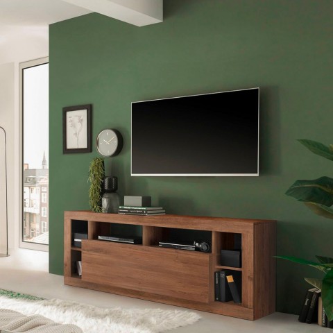 Meuble TV mobile en bois de 172 cm de style moderne avec porte rabattable Misia MR. Promotion