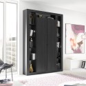 Bibliothèque colonne moderne en bois noir 2 portes Albus NR Promotion