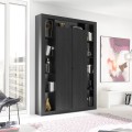 Bibliothèque colonne moderne en bois noir 2 portes Albus NR Promotion