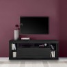 Meuble TV mobile moderne en bois noir avec porte abattante Misia NR Remises